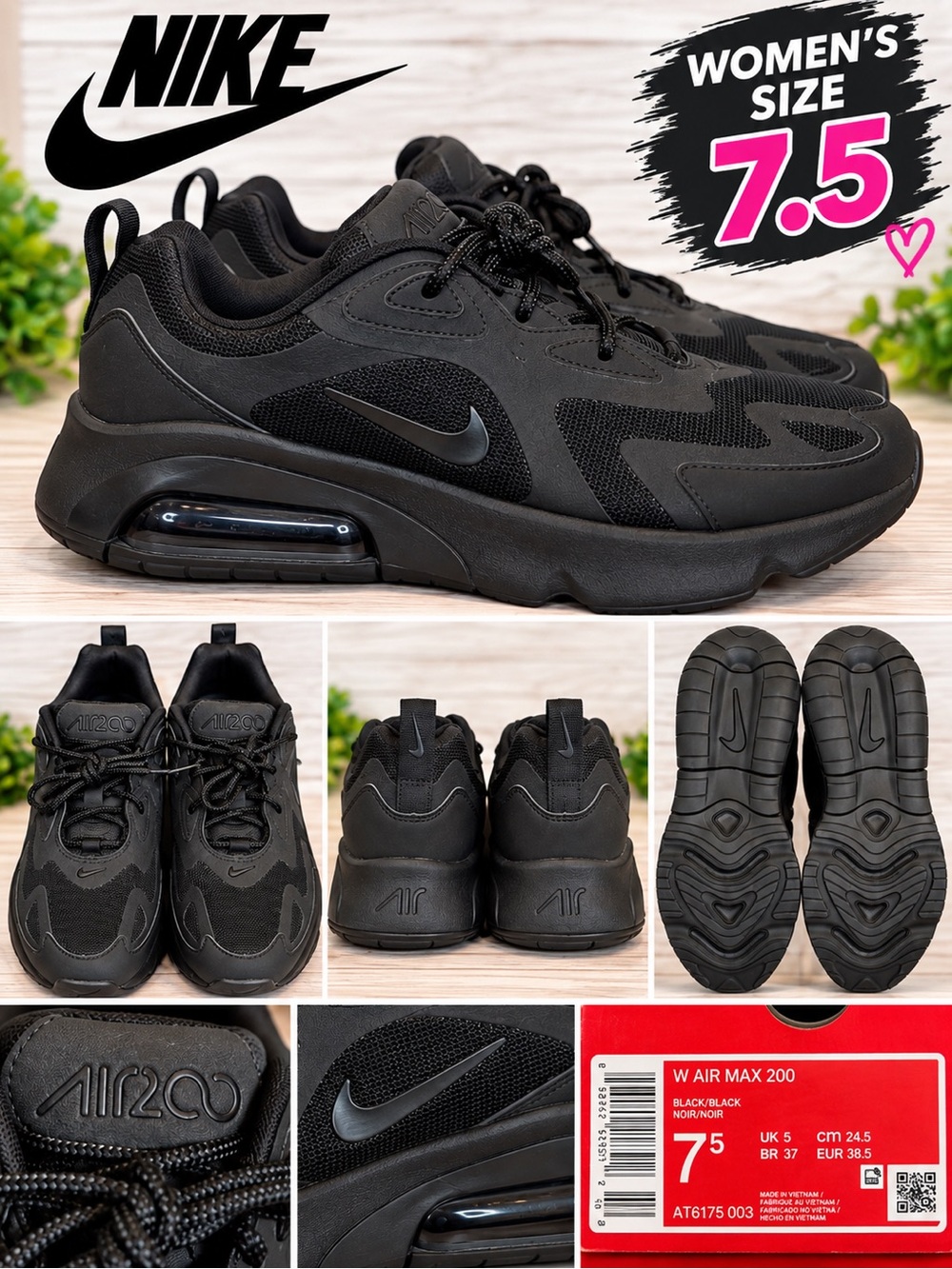 Nike Women's Air Max 200 Sneakers in Black LISTING PHOTO IS PHOTO OF SHOES 👟
